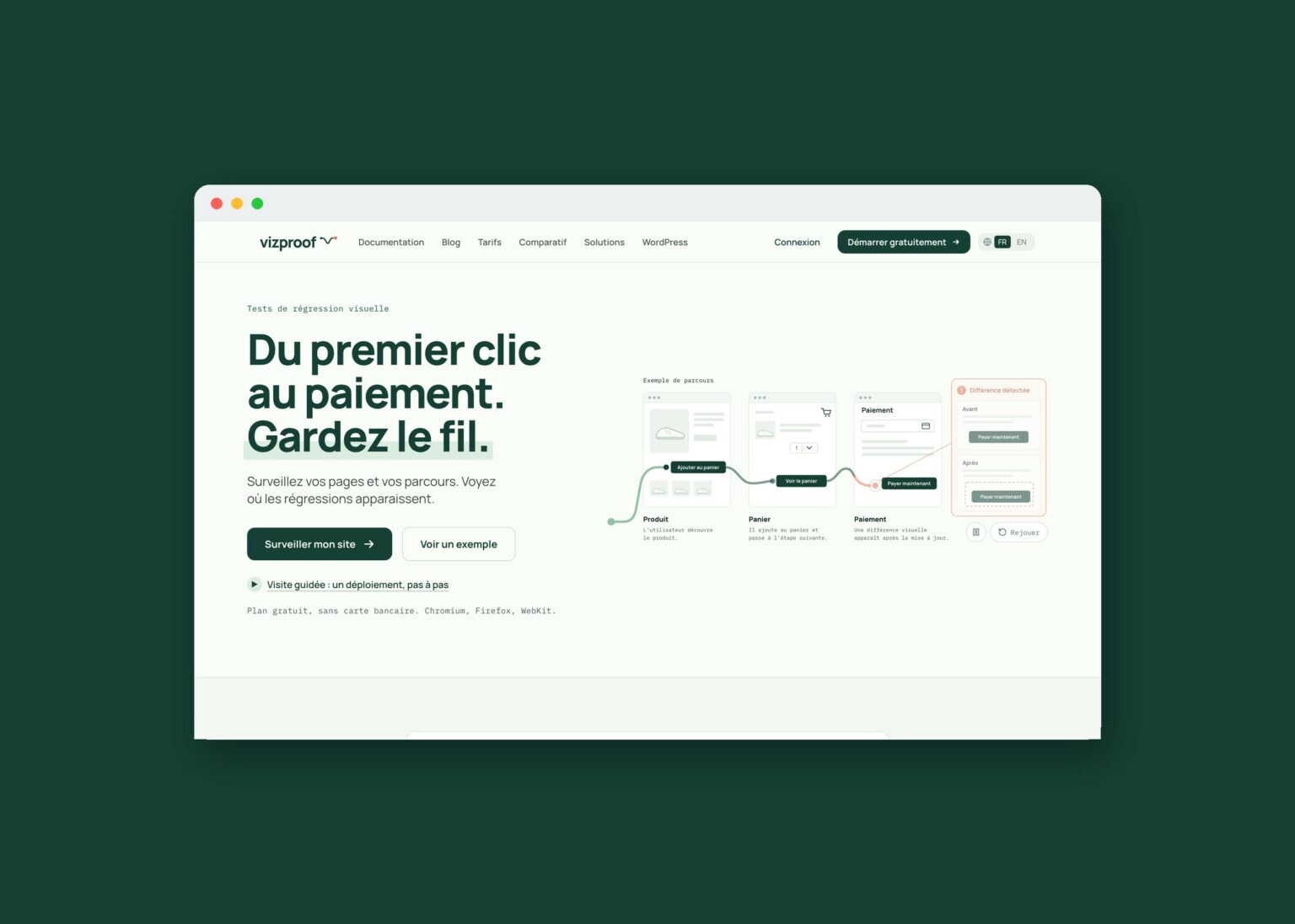 VizProof compare l'affichage avant et après une mise à jour